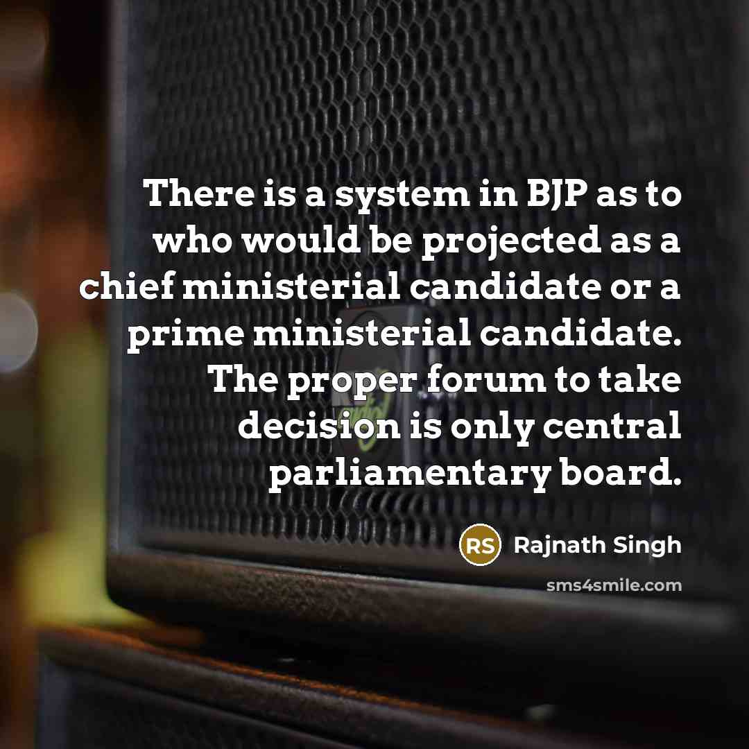 “There is a system in BJP as to who would…” quote by Rajnath Singh