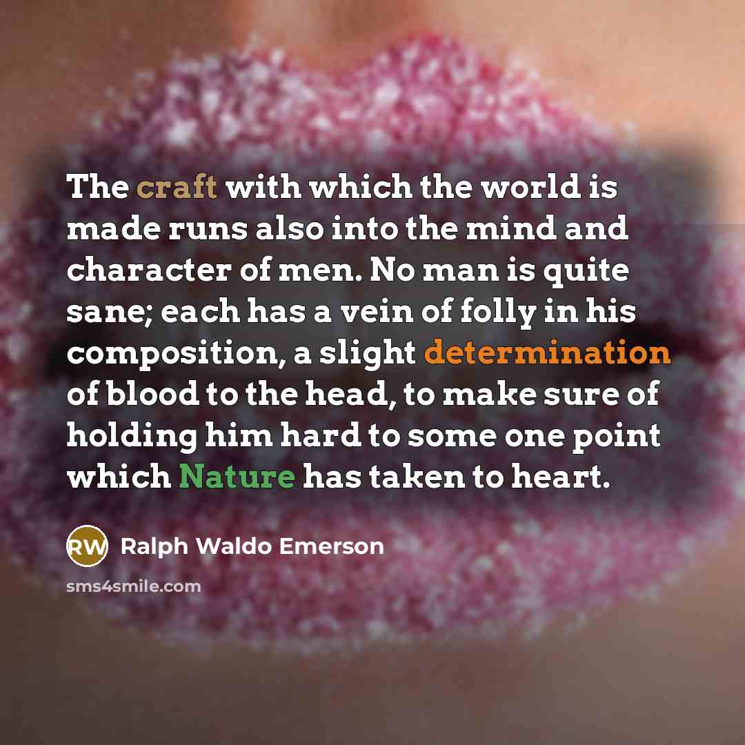 “The craft with which the world is made runs also…” quote by Ralph Waldo Emerson