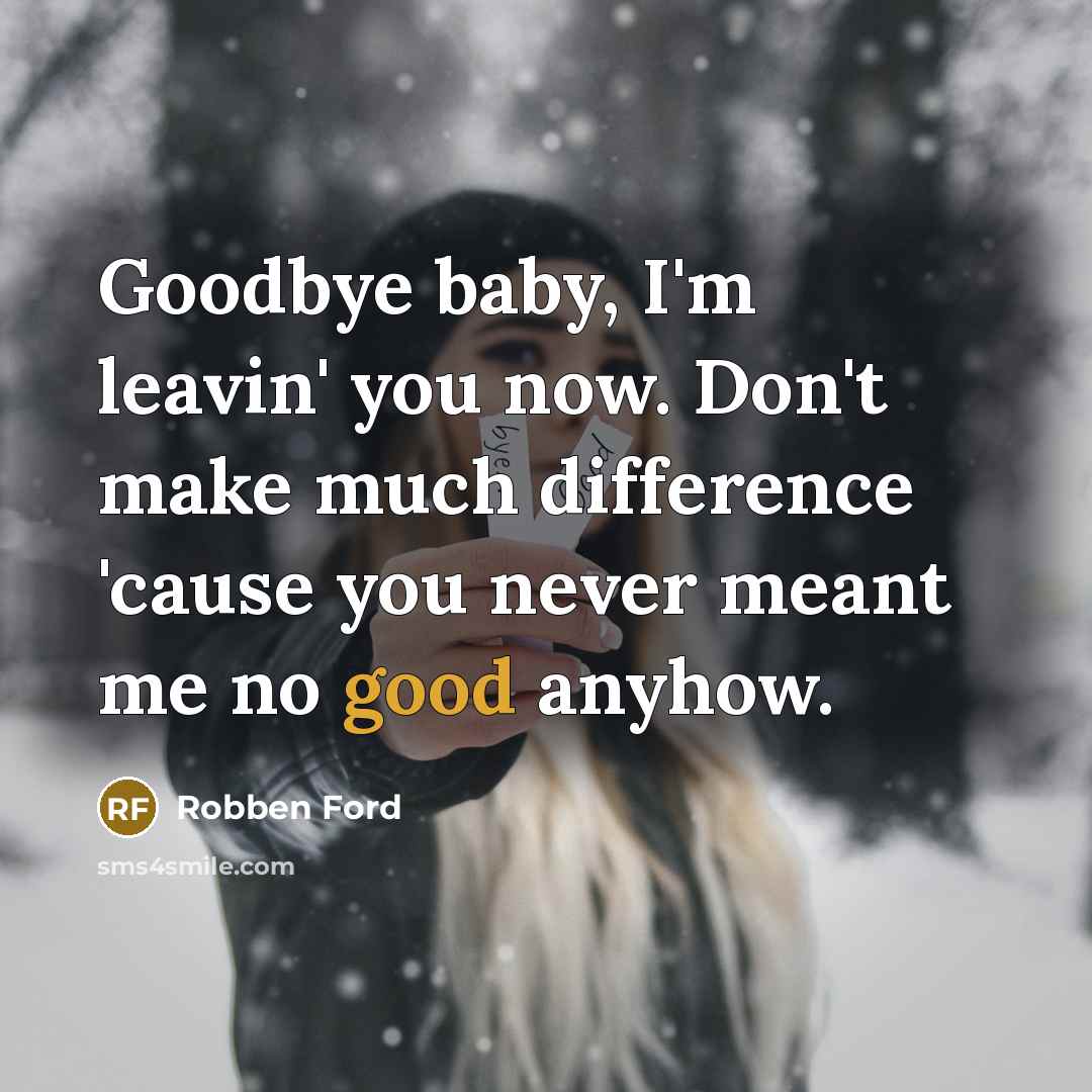 “Goodbye baby, I'm leavin' you now. Don't make much difference…” quote by Robben Ford