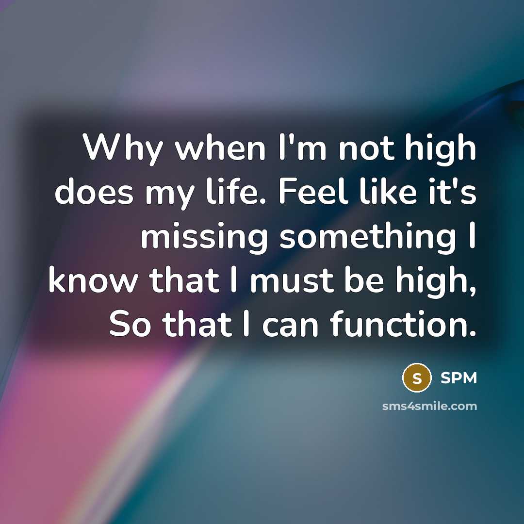 “Why when I'm not high does my life. Feel like…” quote by SPM