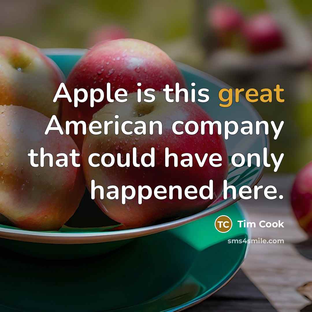 “Apple is this great American company that could have only happened here.” quote by Tim Cook