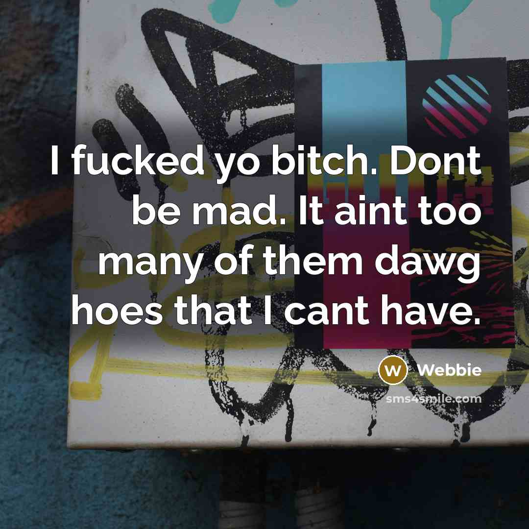 “I fucked yo bitch. Dont be mad. It aint too…” quote by Webbie