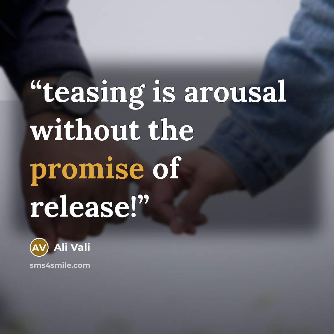 “teasing is arousal without the promise of release!” quote by Ali Vali
