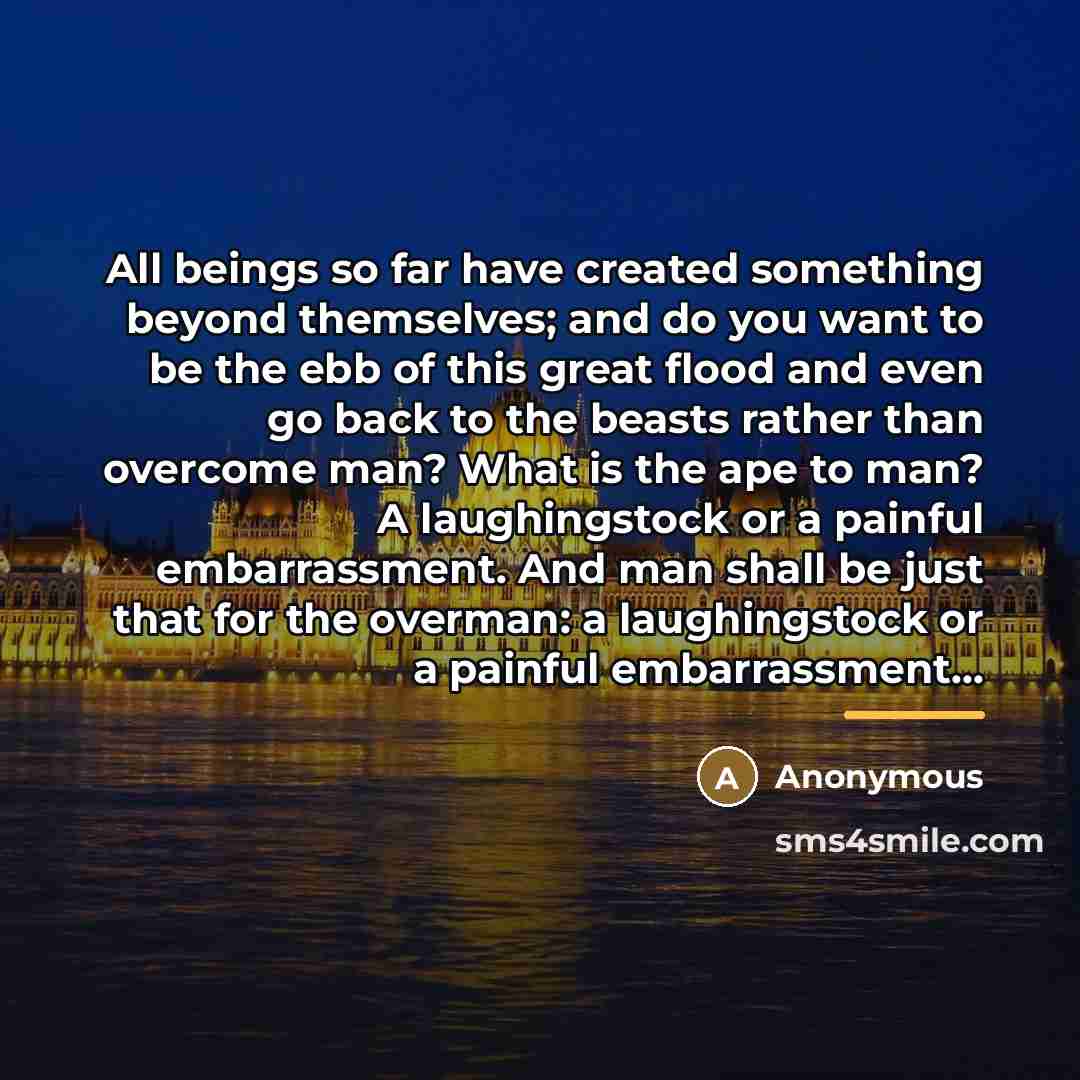 “All beings so far have created something beyond themselves; and…” quote by Anonymous