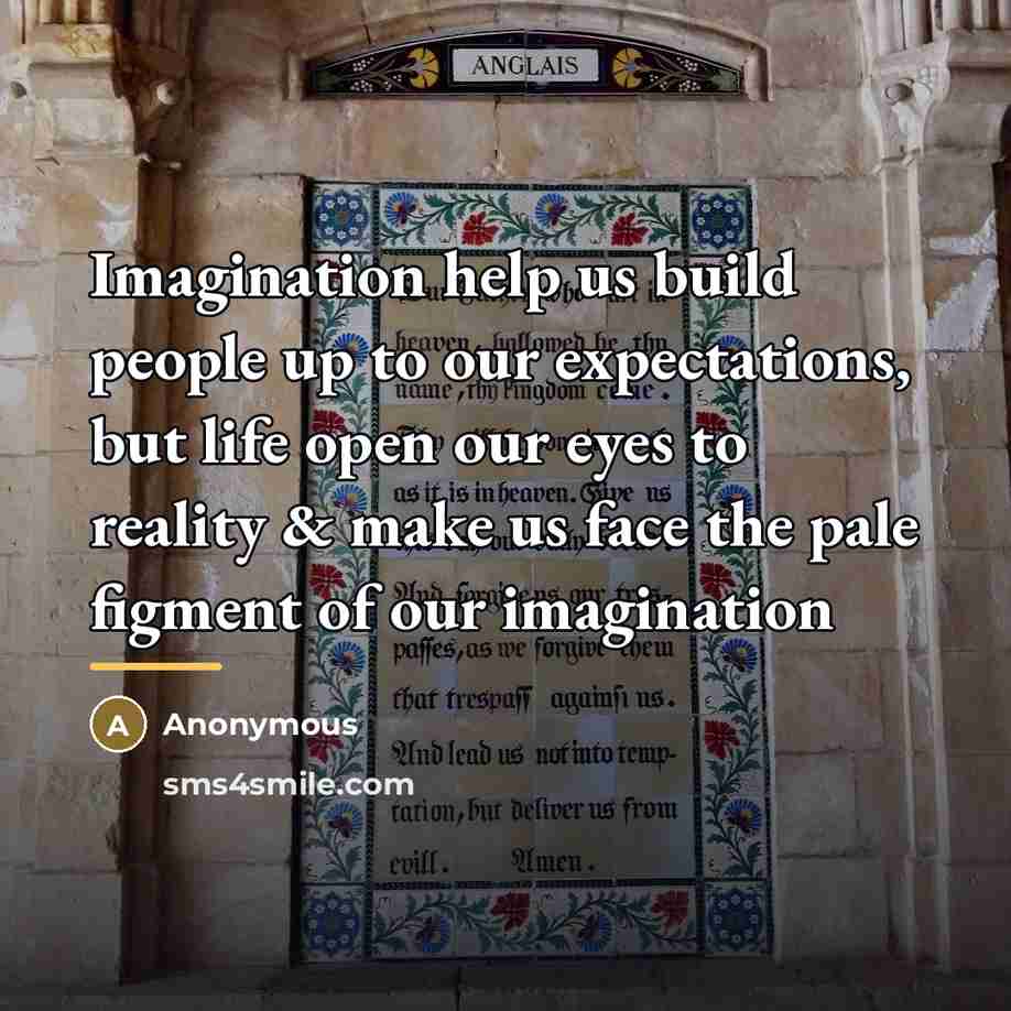 “Imagination help us build people up to our expectations, but…” quote by Anonymous