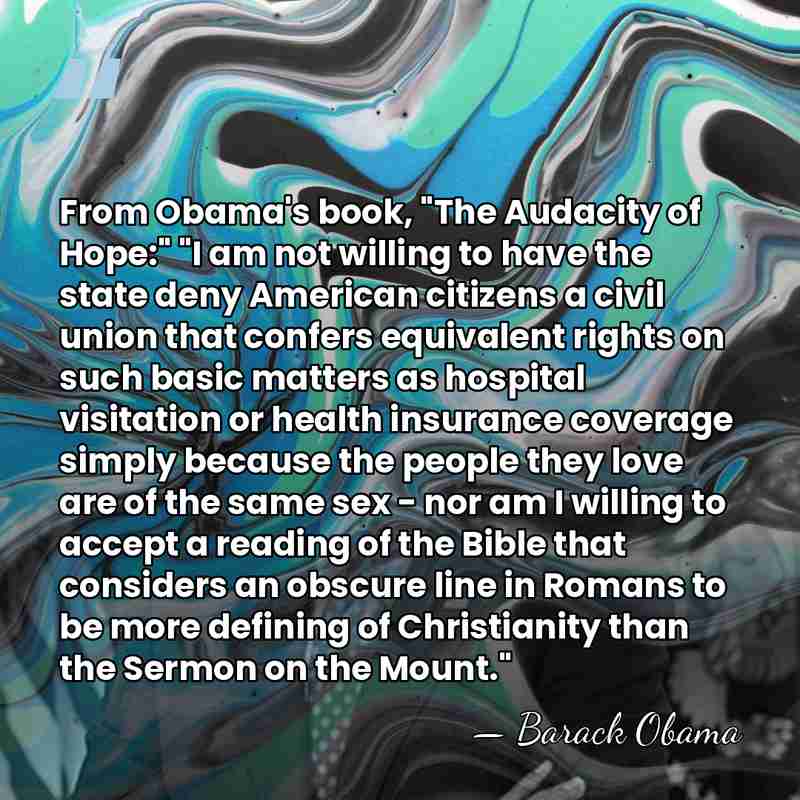 From Obama's book, "The Audacity of Hope:" "I am not willing to&hellip; - Barack Obama