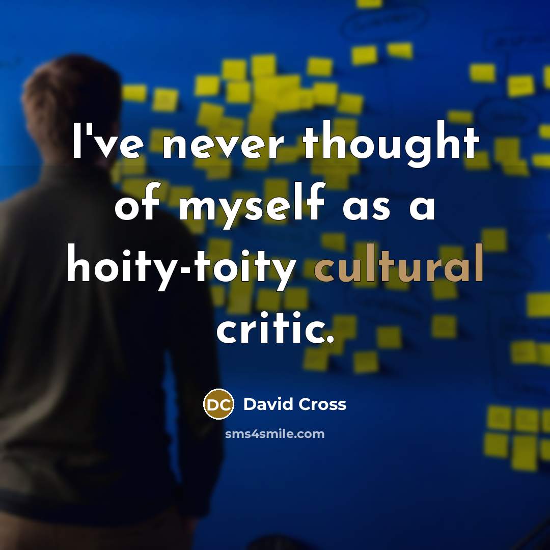 “I've never thought of myself as a hoity-toity cultural critic.…” quote by David Cross
