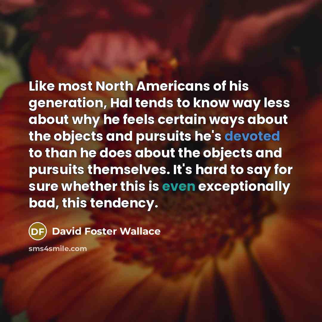 “Like most North Americans of his generation, Hal tends to…” quote by David Foster Wallace