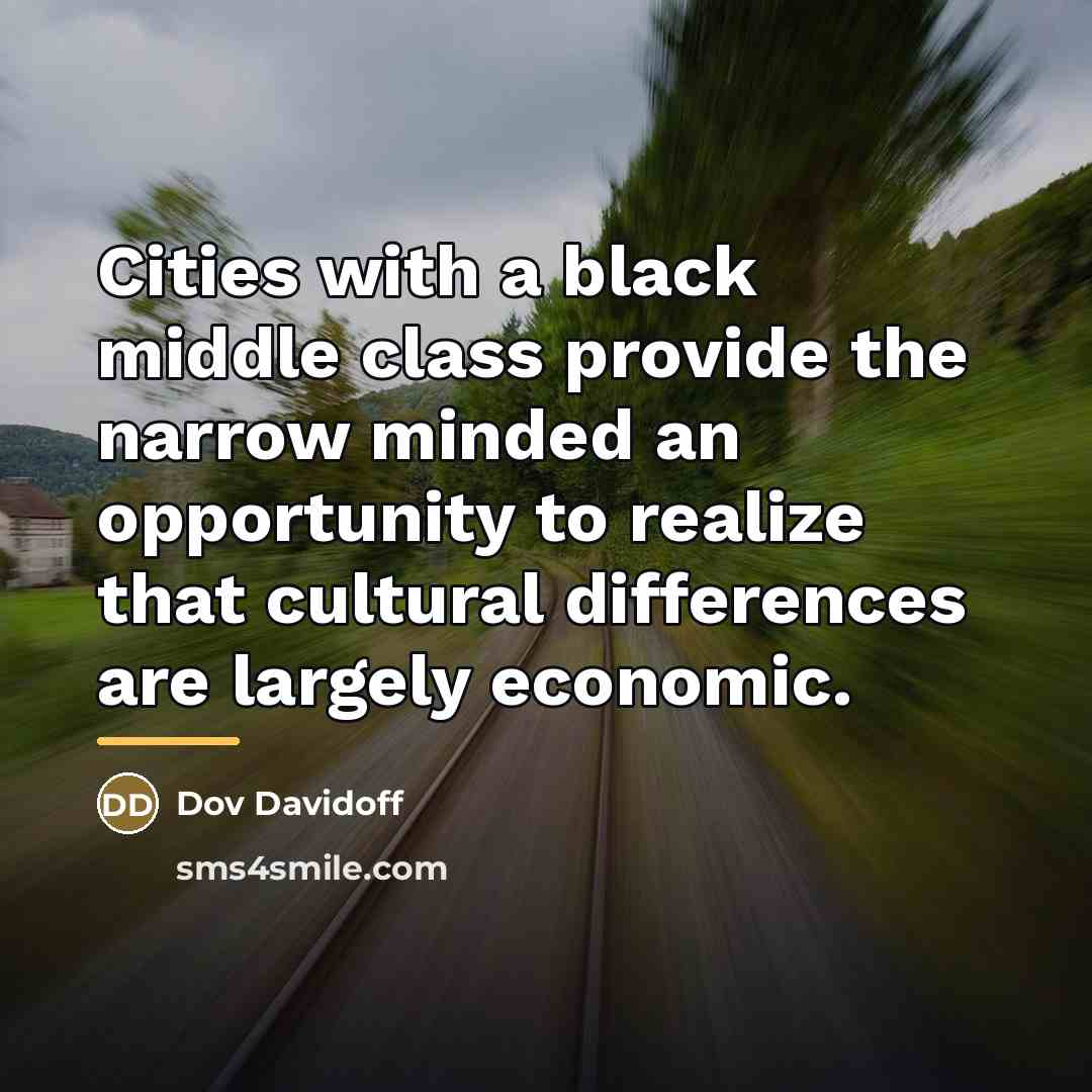 “Cities with a black middle class provide the narrow minded…” quote by Dov Davidoff
