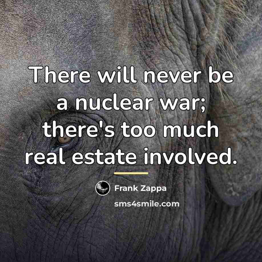 “There will never be a nuclear war; there's too much…” quote by Frank Zappa