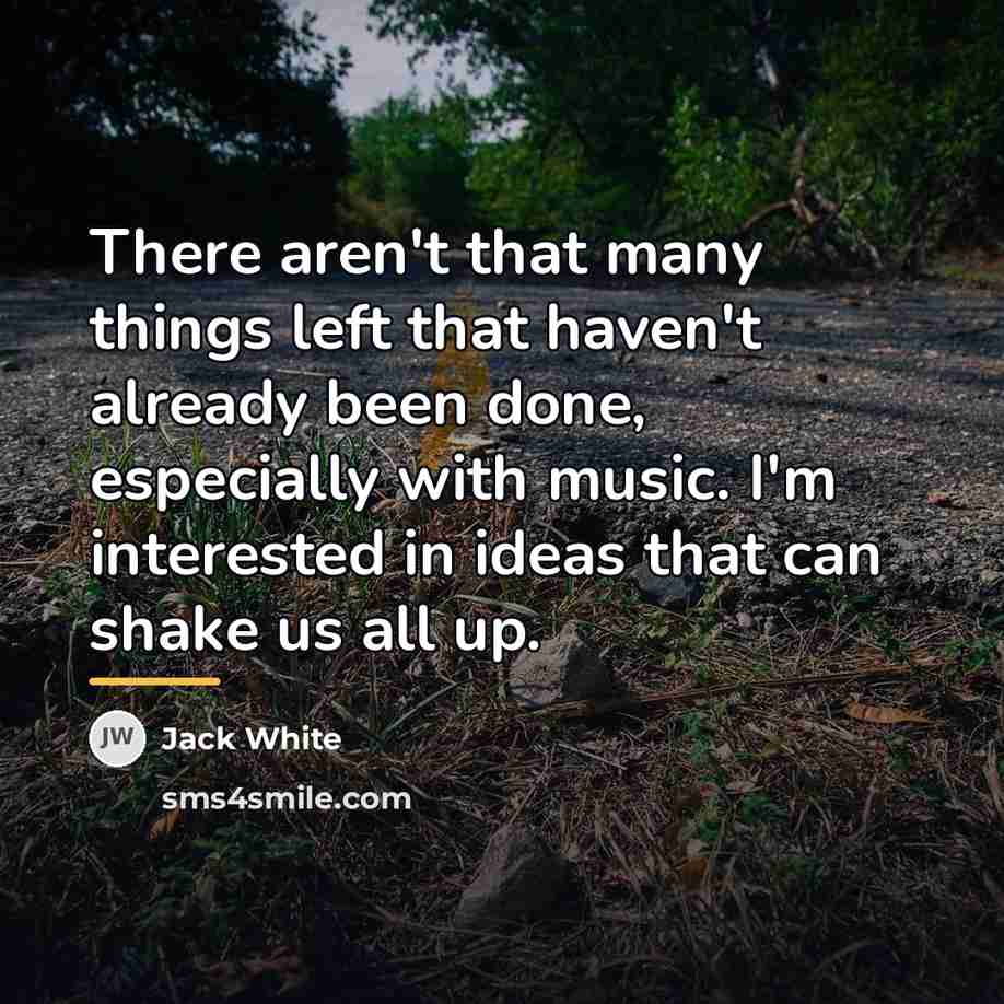 “There aren't that many things left that haven't already been…” quote by Jack White