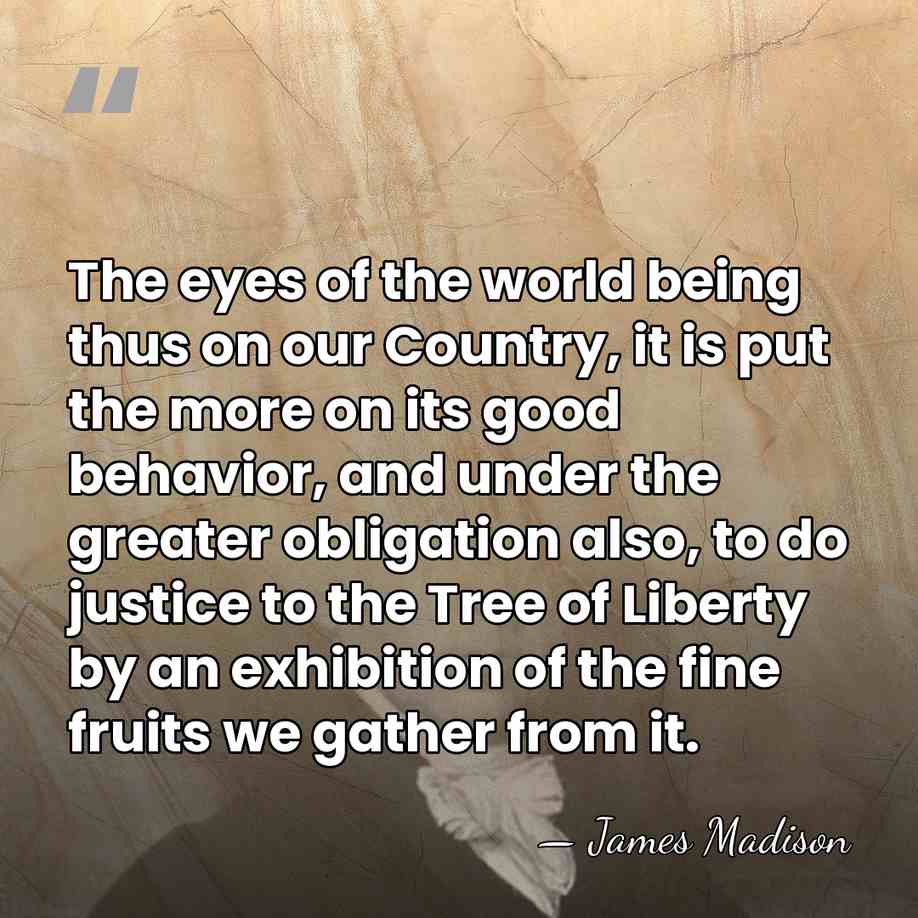 The eyes of the world being thus on our Country, it is&hellip; - James Madison