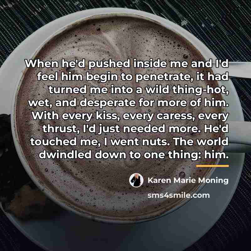 “When he'd pushed inside me and I'd feel him begin…” quote by Karen Marie Moning