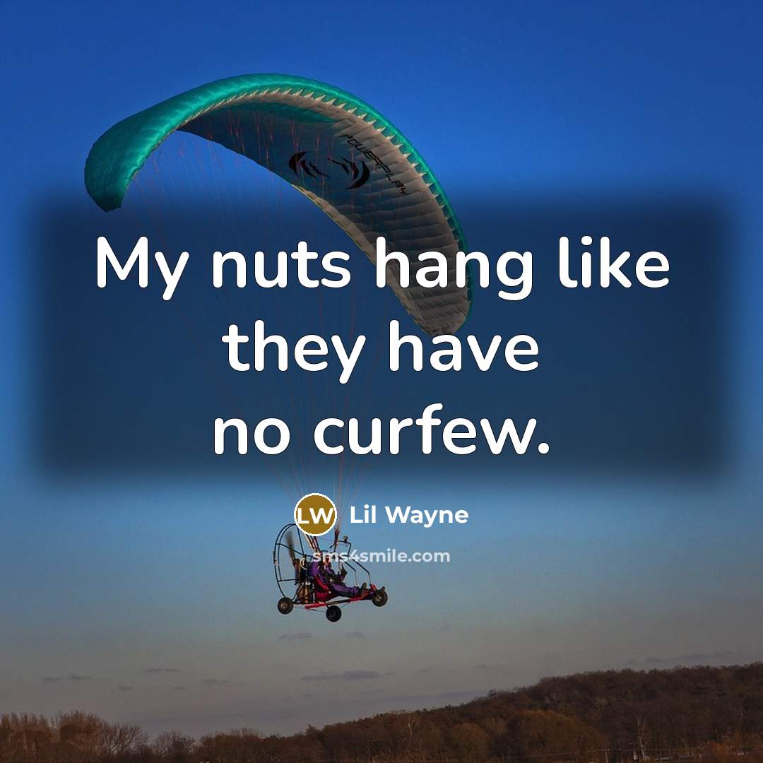 “My nuts hang like they have no curfew.” quote by Lil Wayne