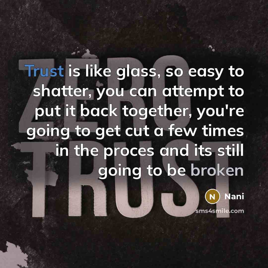 “Trust is like glass, so easy to shatter, you can attempt to put it back together, you're going to get cut a few times in the proces and its still going to be broken” quote by Nani