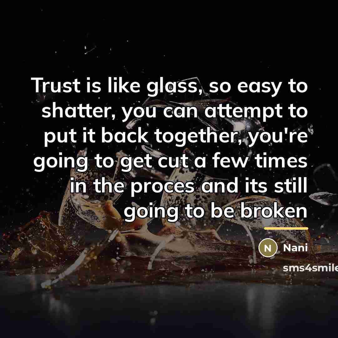 “Trust is like glass, so easy to shatter, you can…” quote by Nani