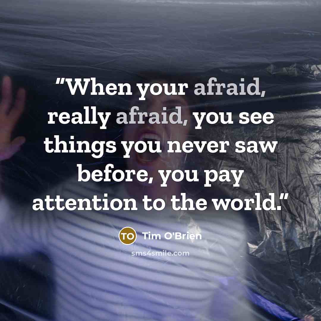 “When your afraid, really afraid, you see things you never saw before, you pay attention to the world.” quote by Tim O'Brien