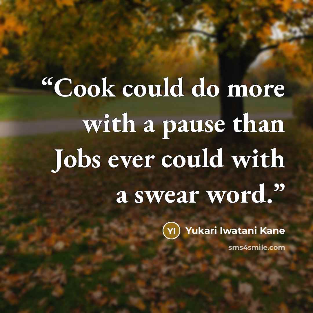 “Cook could do more with a pause than Jobs ever could with a swear word.” quote by Yukari Iwatani Kane