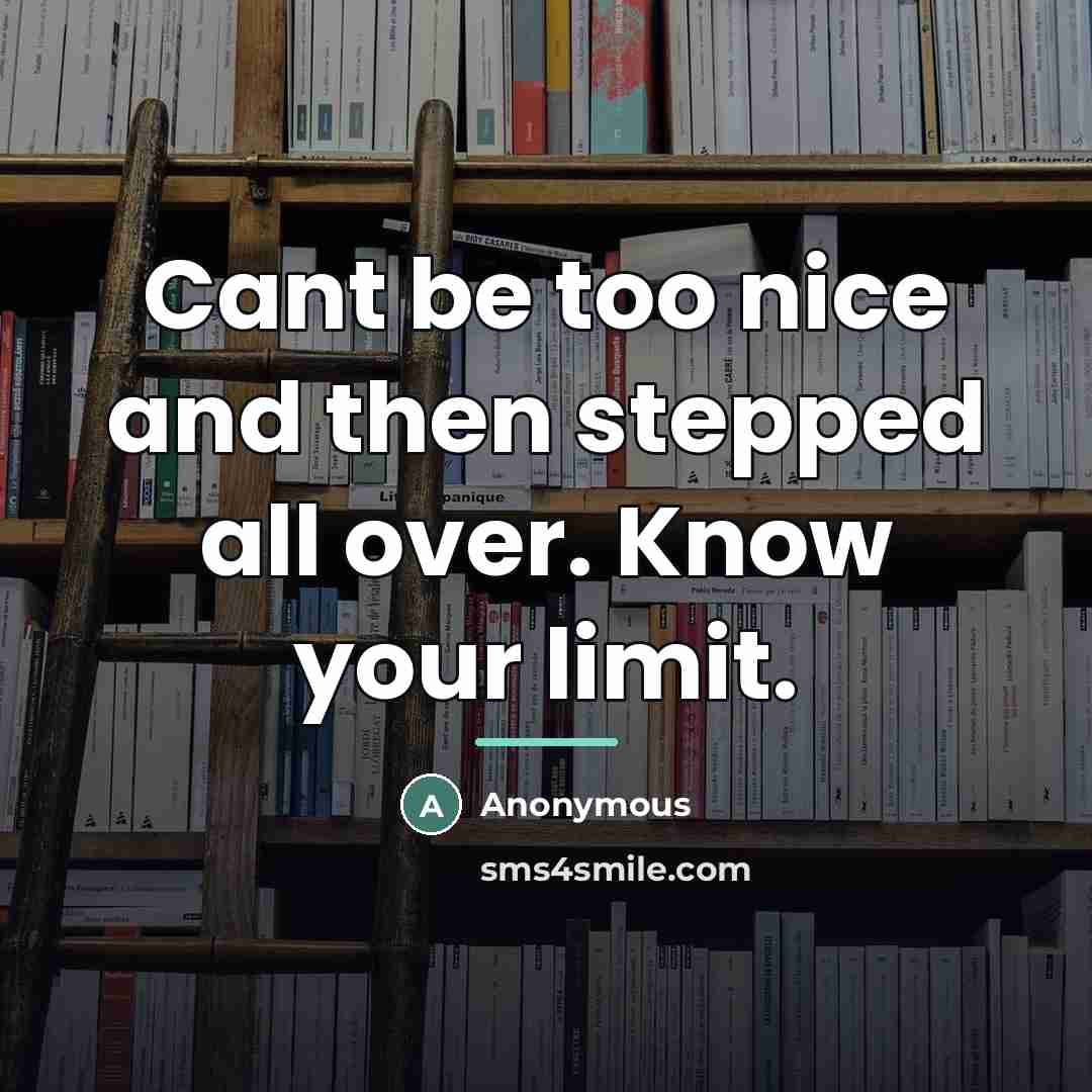 “Cant be too nice and then stepped all over. Know…” quote by Anonymous