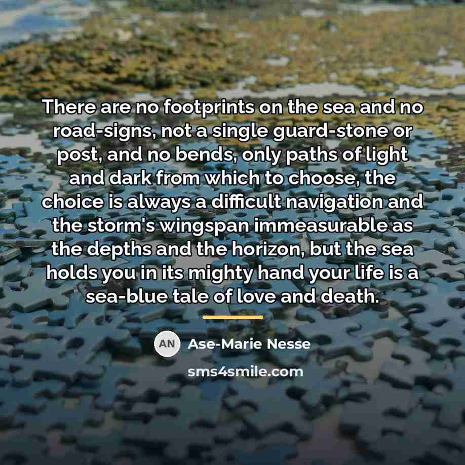 “There are no footprints on the sea and no road-signs,…” quote by Ase-Marie Nesse