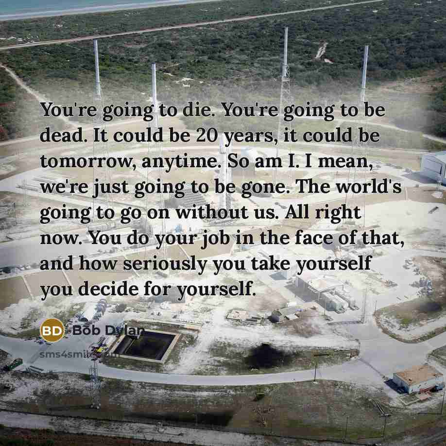 “You're going to die. You're going to be dead. It…” quote by Bob Dylan