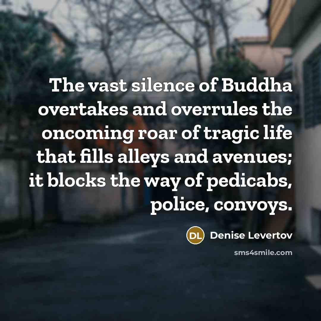 “The vast silence of Buddha overtakes and overrules the oncoming…” quote by Denise Levertov