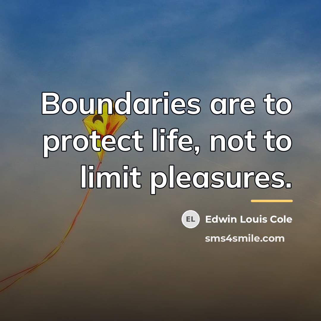 “Boundaries are to protect life, not to limit pleasures.…” quote by Edwin Louis Cole