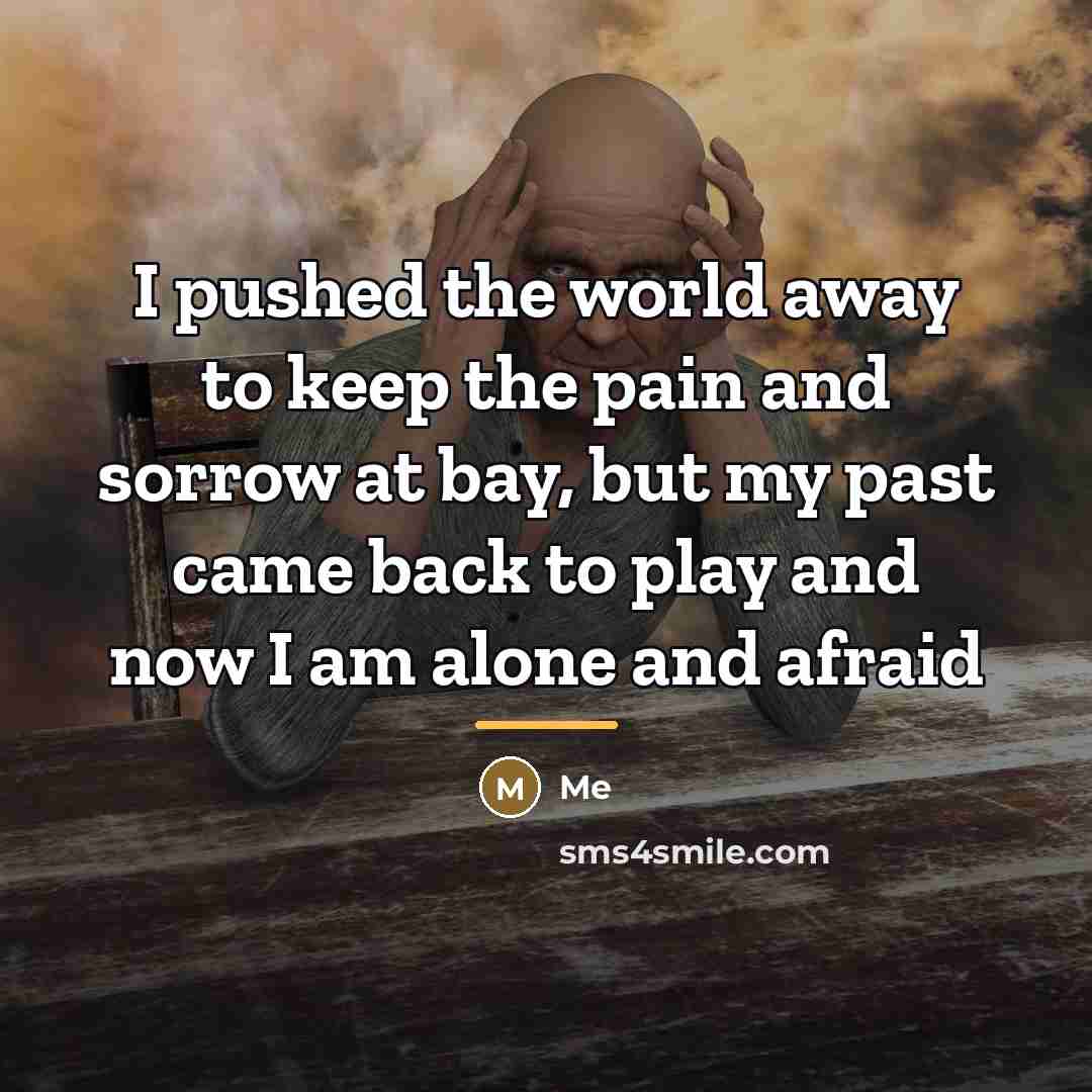 “I pushed the world away to keep the pain and…” quote by Me