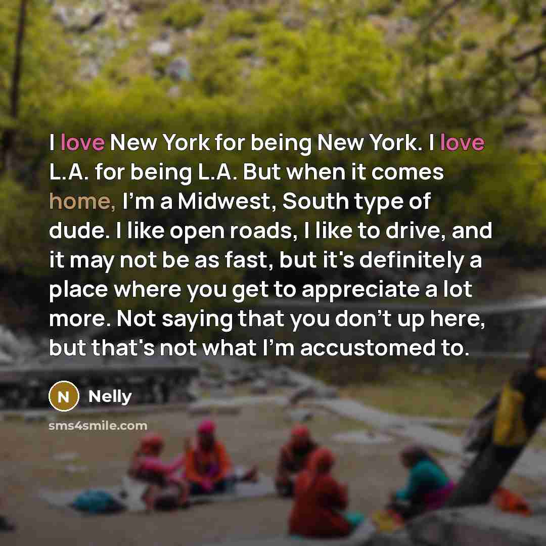 “I love New York for being New York. I love…” quote by Nelly
