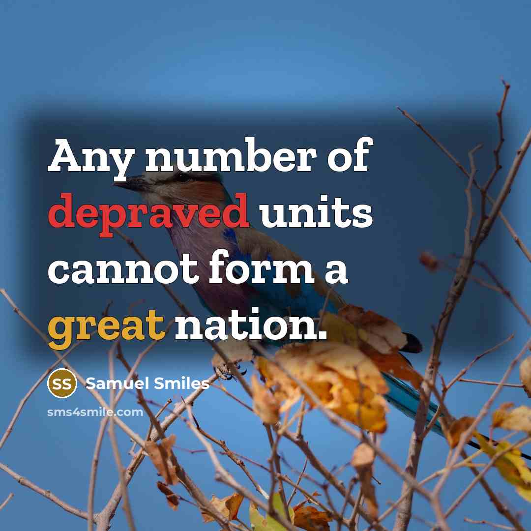 “Any number of depraved units cannot form a great nation.…” quote by Samuel Smiles