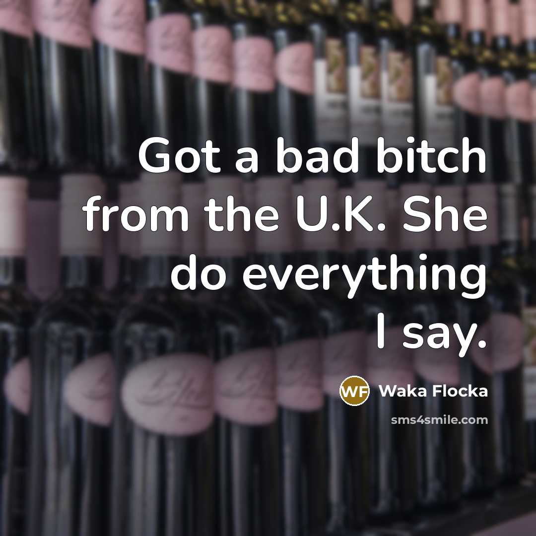“Got a bad bitch from the U.K. She do everything…” quote by Waka Flocka