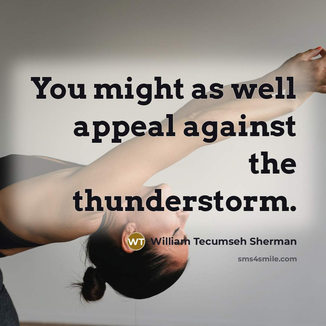 “You might as well appeal against the thunderstorm.…” quote by William Tecumseh Sherman