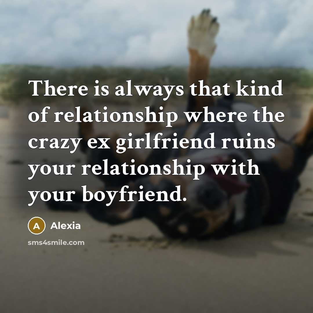 “There is always that kind of relationship where the crazy ex girlfriend ruins your relationship with your boyfriend.” quote by Alexia
