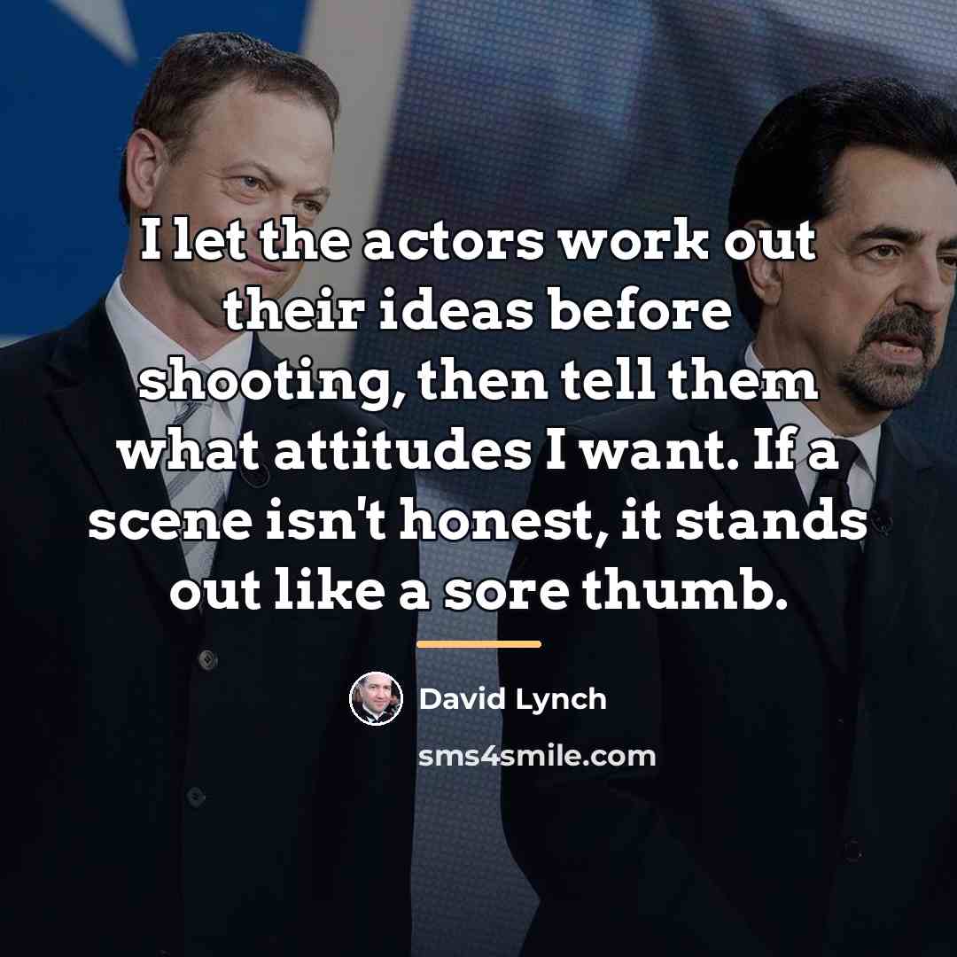 “I let the actors work out their ideas before shooting,…” quote by David Lynch