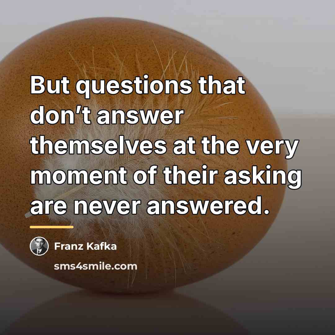 “But questions that don’t answer themselves at the very moment…” quote by Franz Kafka