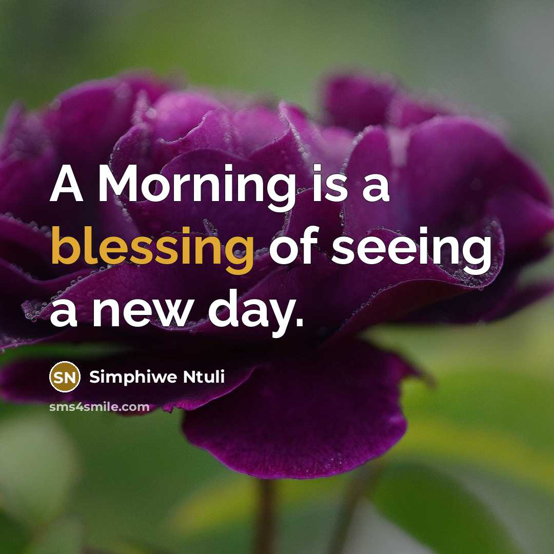 “A Morning is a blessing of seeing a new day.…” quote by Simphiwe Ntuli