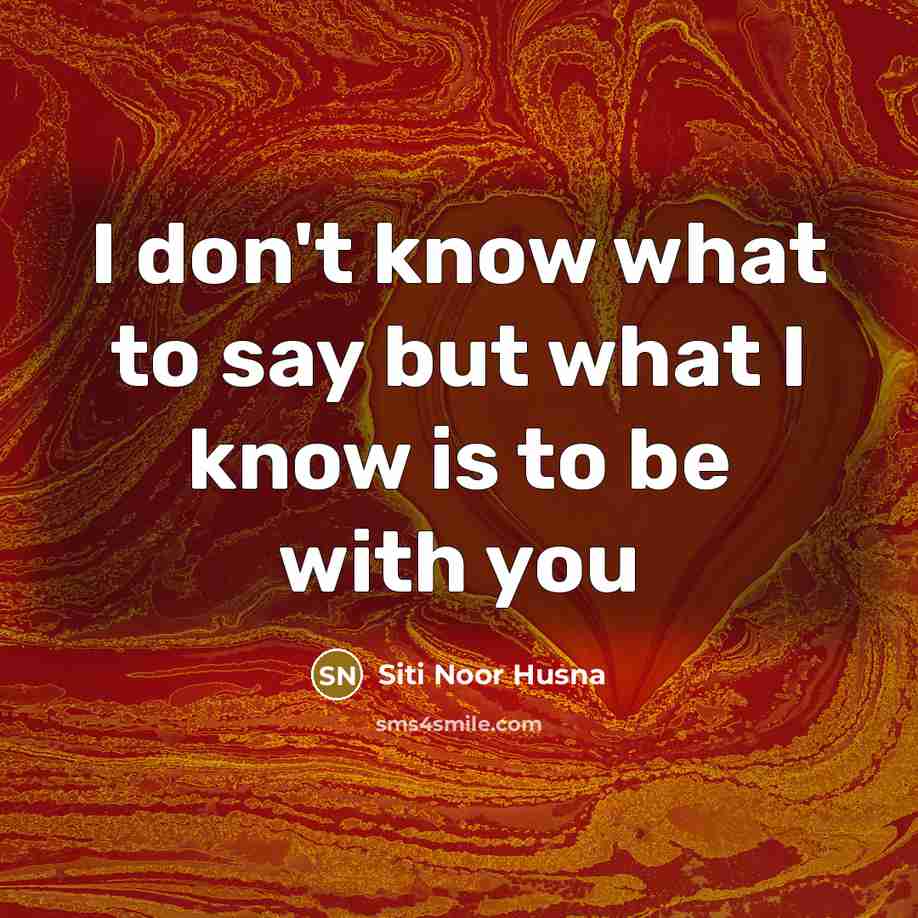 “I don't know what to say but what I know is to be with you” quote by Siti Noor Husna