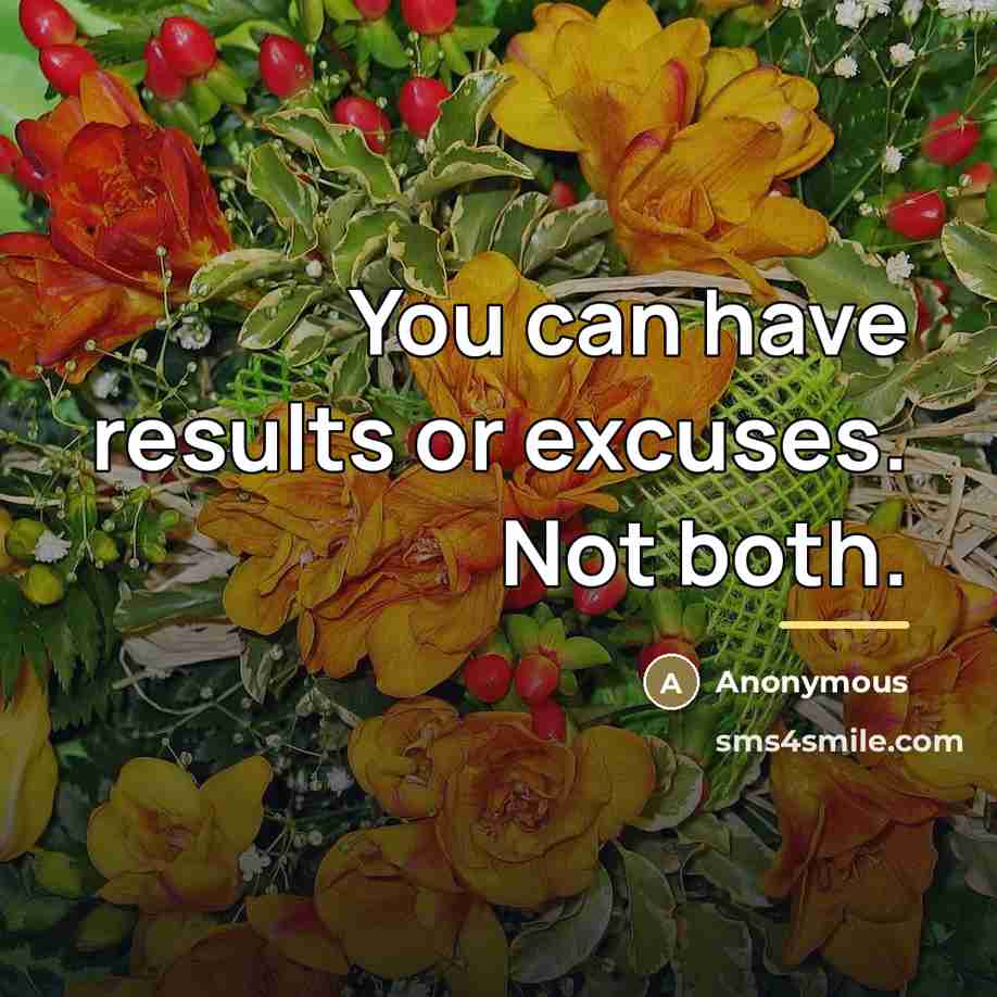 “You can have results or excuses. Not both.…” quote by Anonymous
