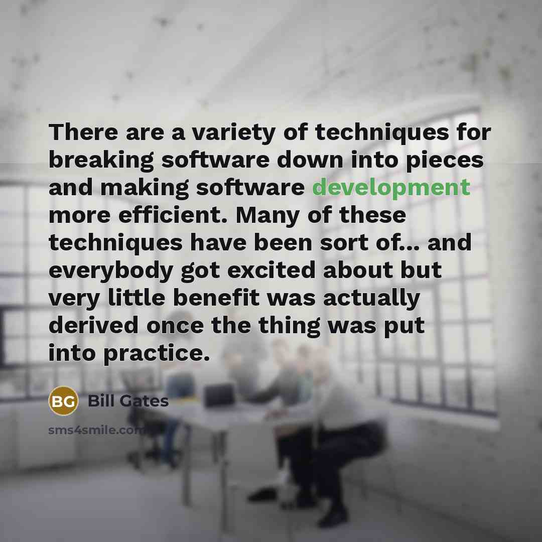 “There are a variety of techniques for breaking software down…” quote by Bill Gates