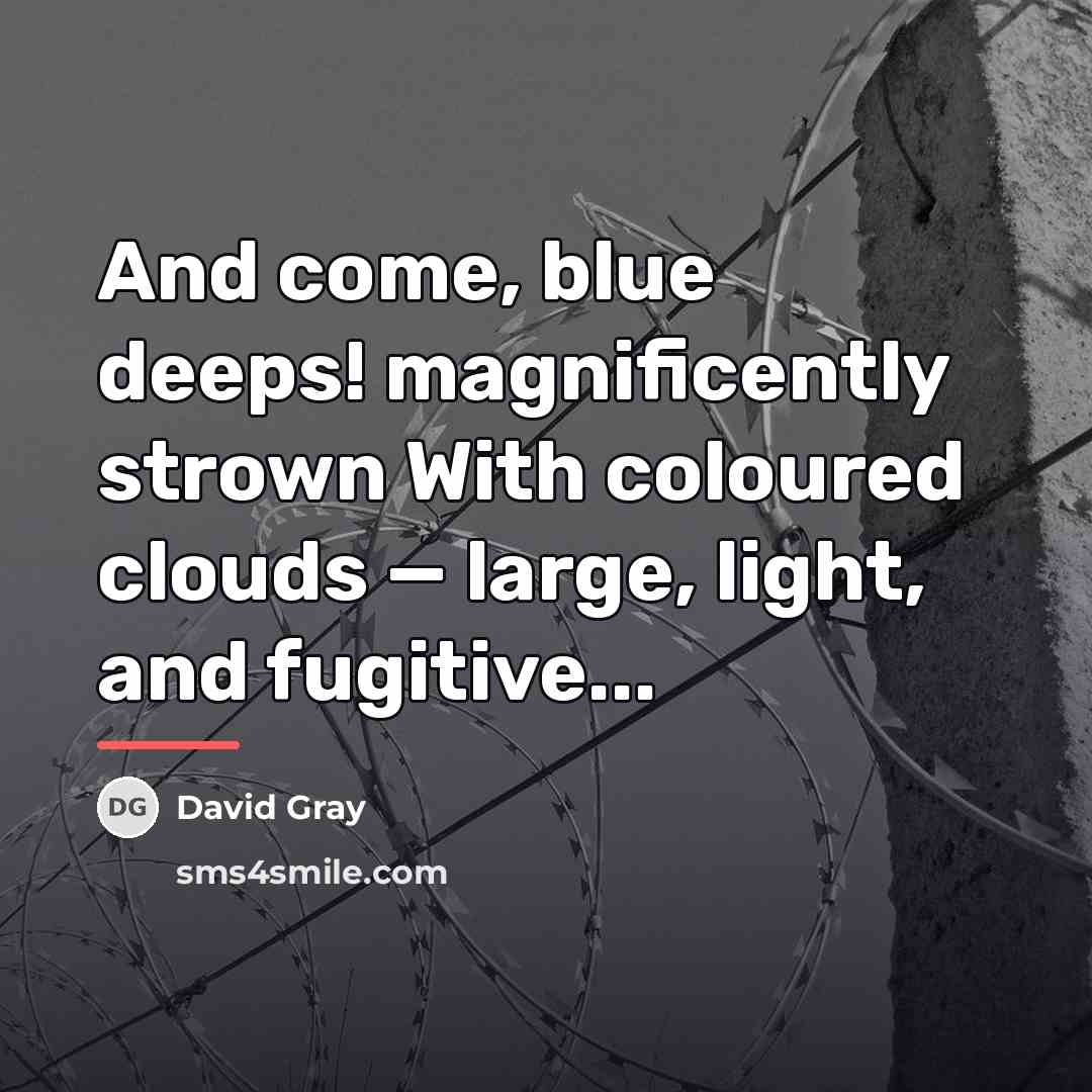 “And come, blue deeps! magnificently strown With coloured clouds —…” quote by David Gray