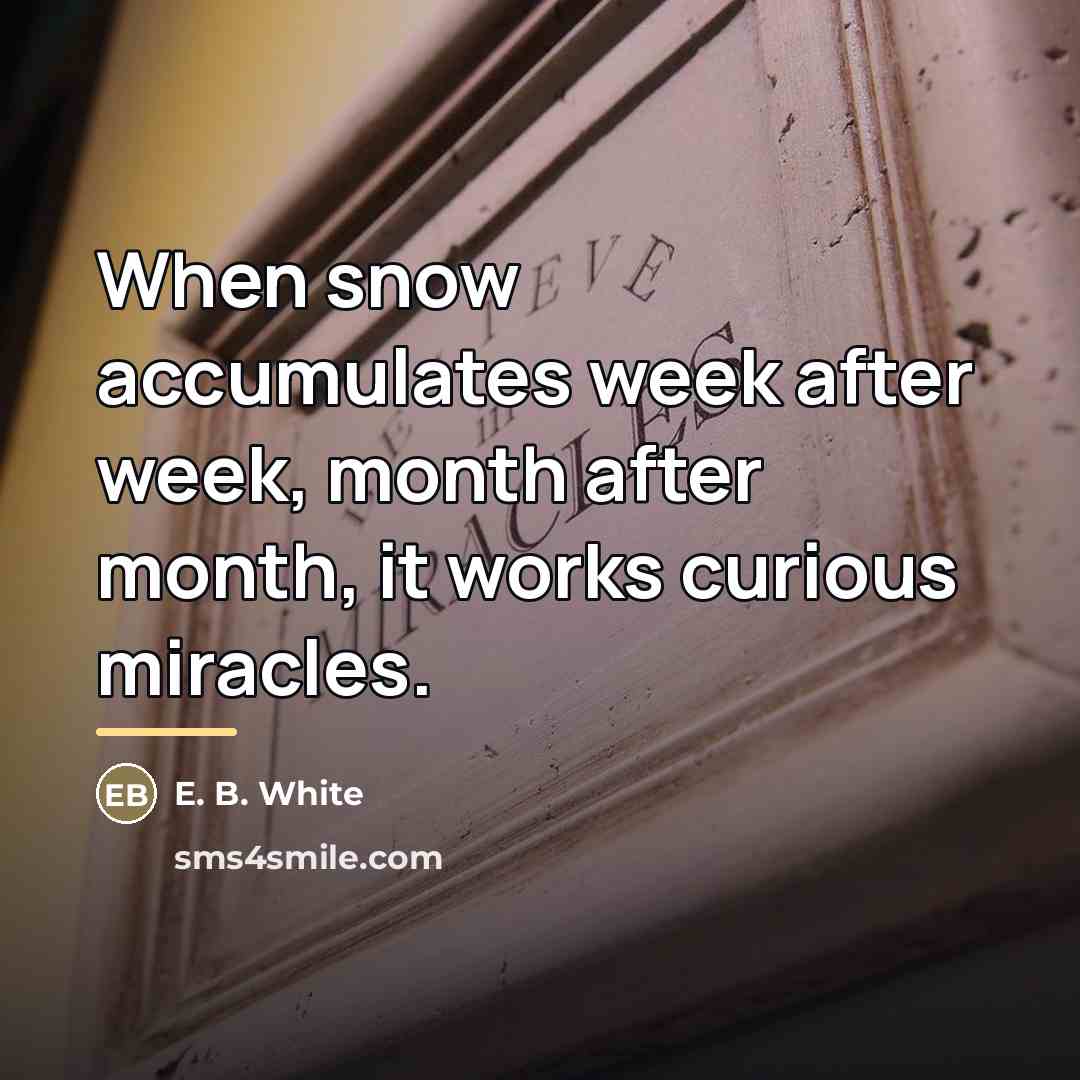 “When snow accumulates week after week, month after month, it…” quote by E. B. White