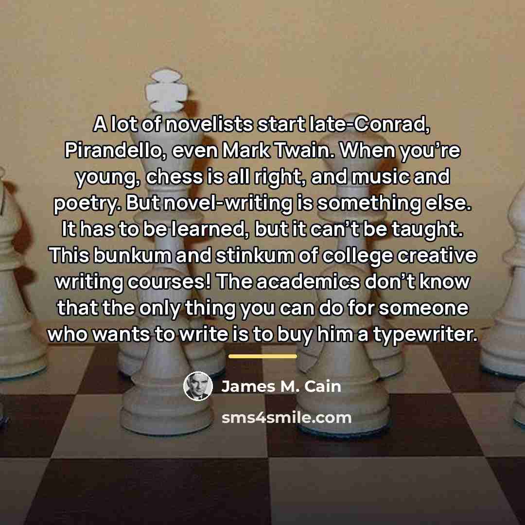 “A lot of novelists start late-Conrad, Pirandello, even Mark Twain.…” quote by James M. Cain