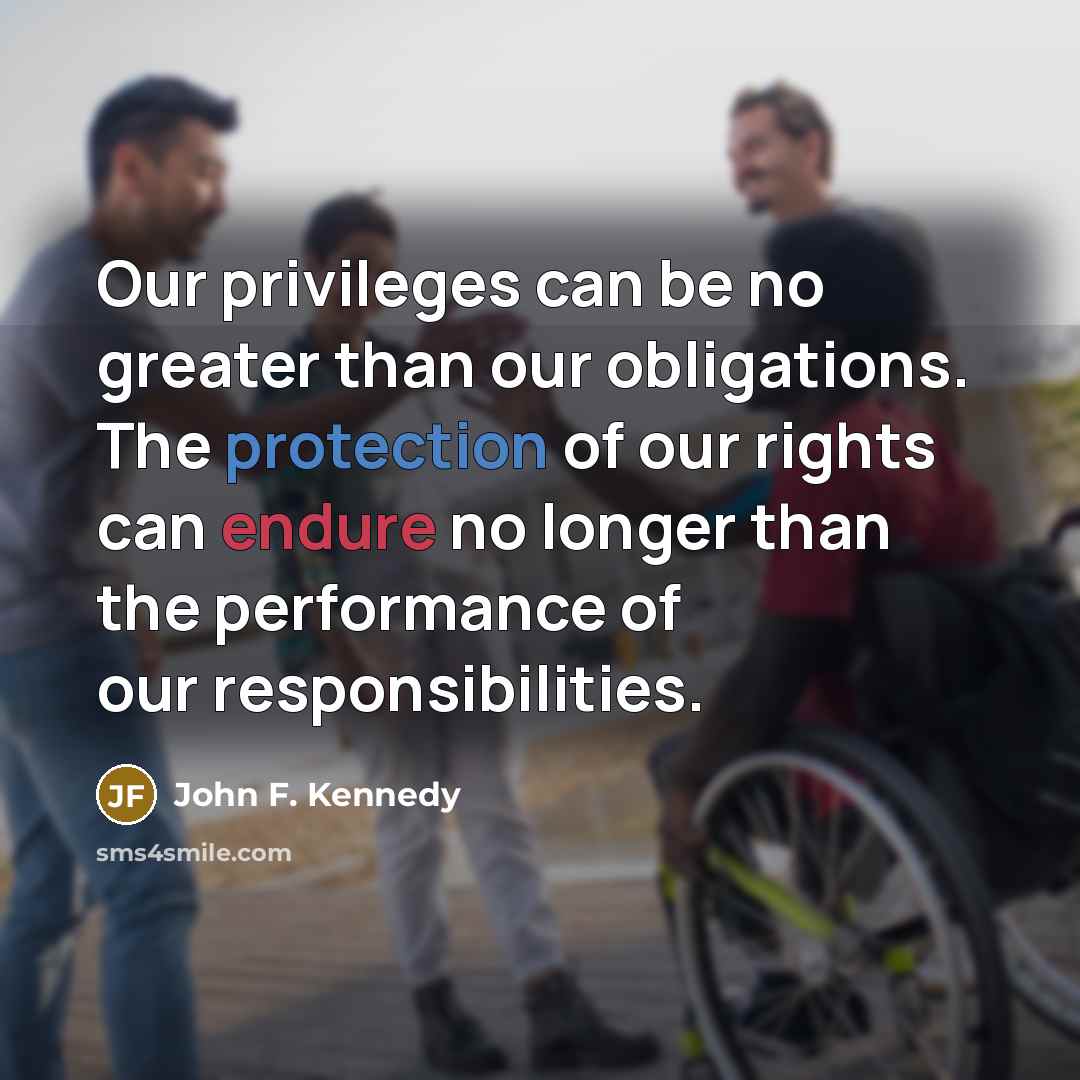 “Our privileges can be no greater than our obligations. The…” quote by John F. Kennedy