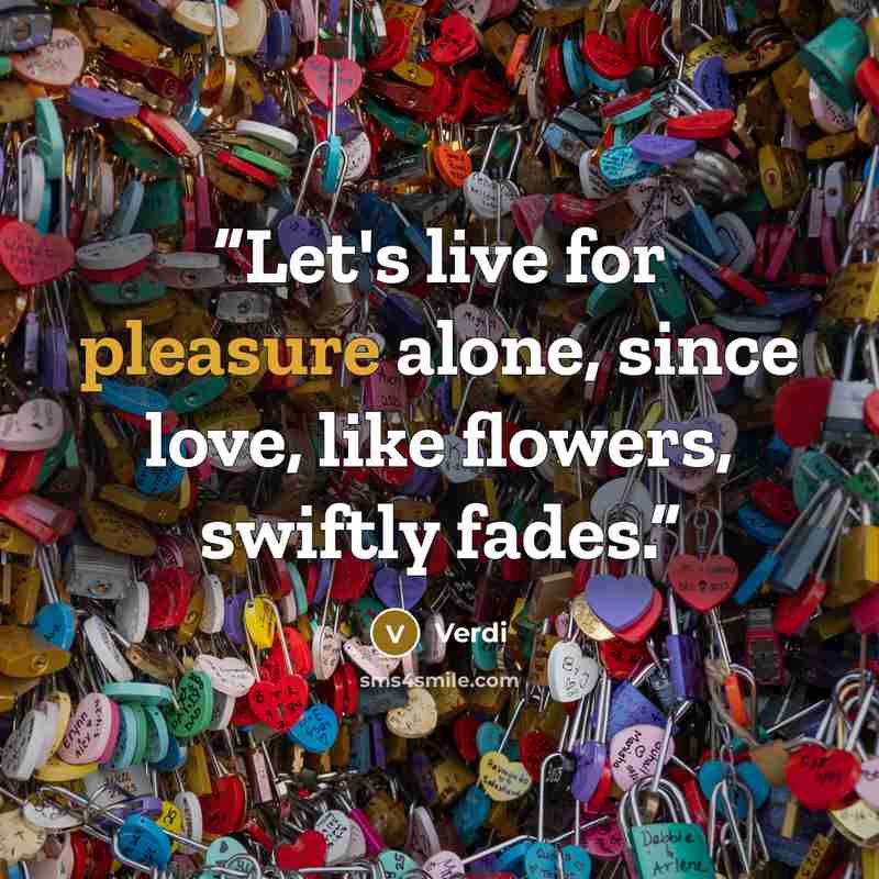“Let's live for pleasure alone, since love, like flowers, swiftly fades.” quote by Verdi
