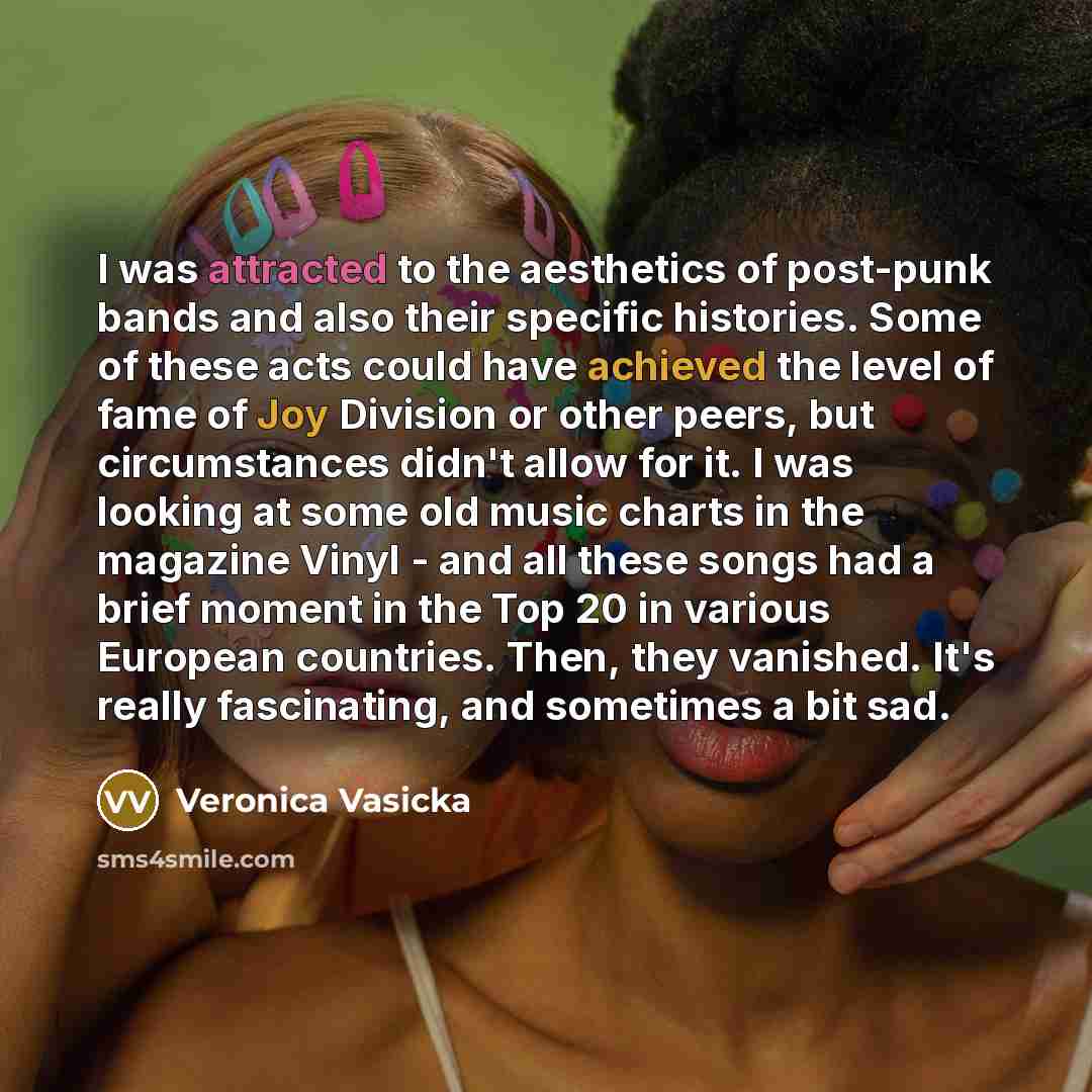 “I was attracted to the aesthetics of post-punk bands and…” quote by Veronica Vasicka