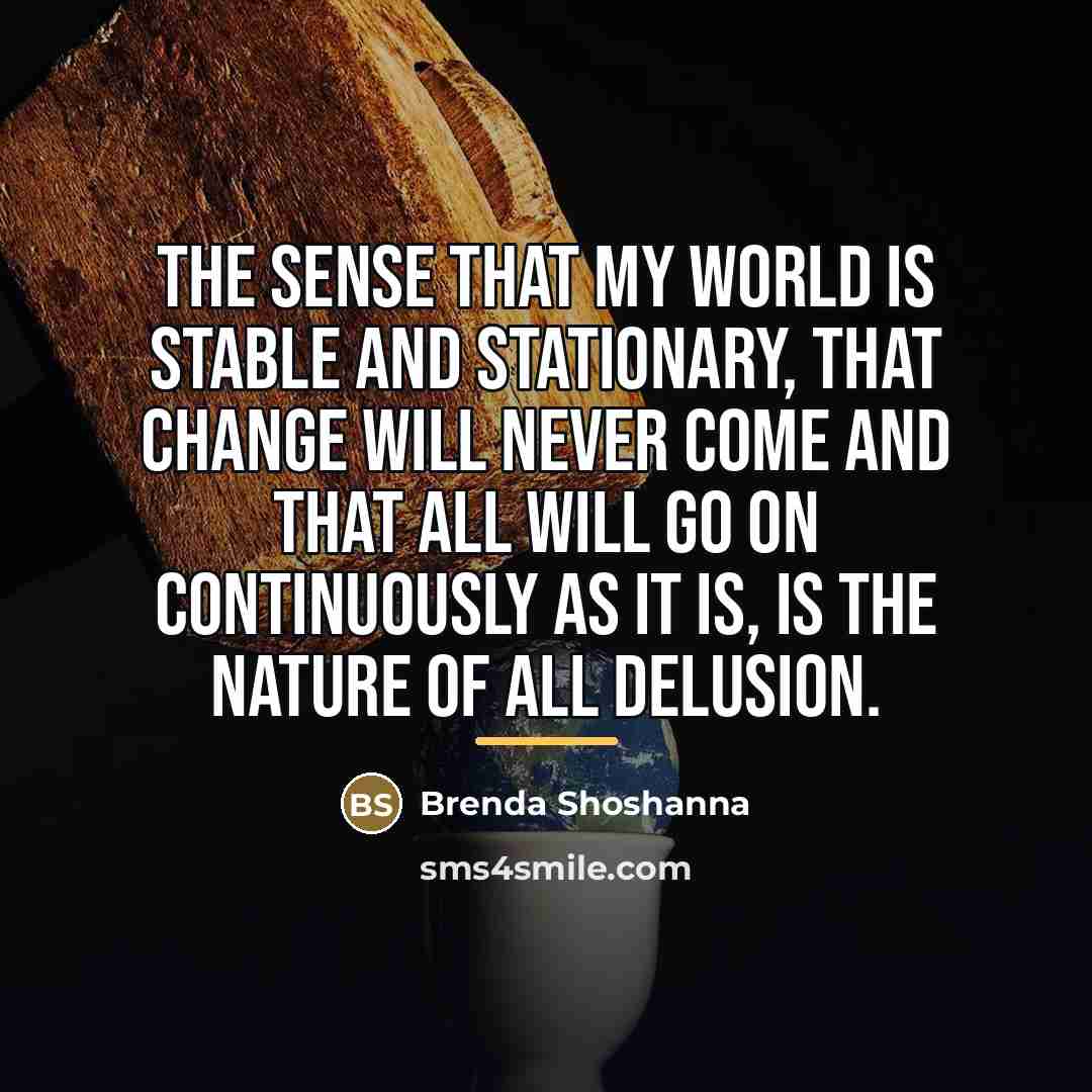 “The sense that my world is stable and stationary, that…” quote by Brenda Shoshanna