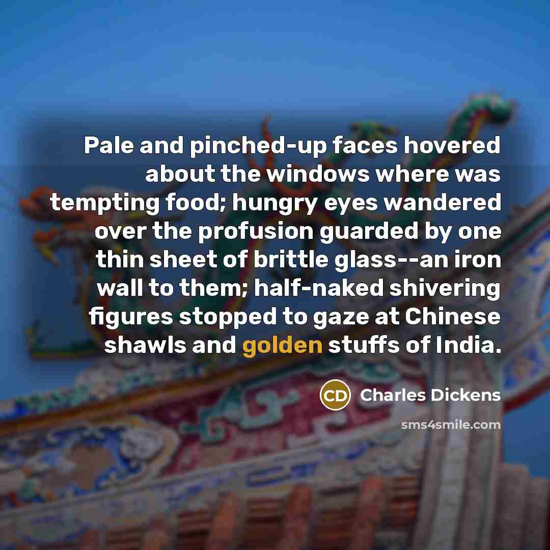 “Pale and pinched-up faces hovered about the windows where was…” quote by Charles Dickens