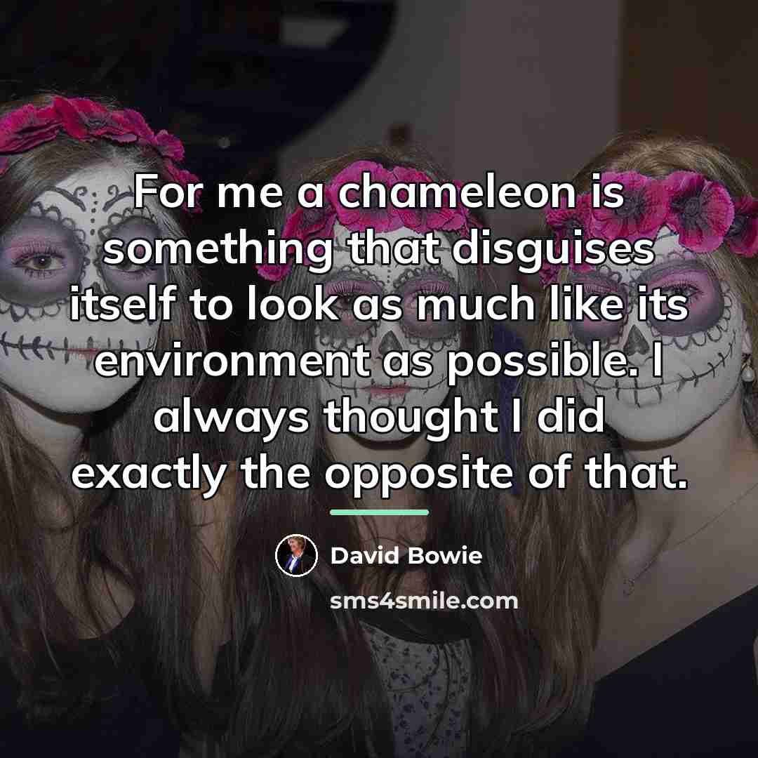 “For me a chameleon is something that disguises itself to…” quote by David Bowie