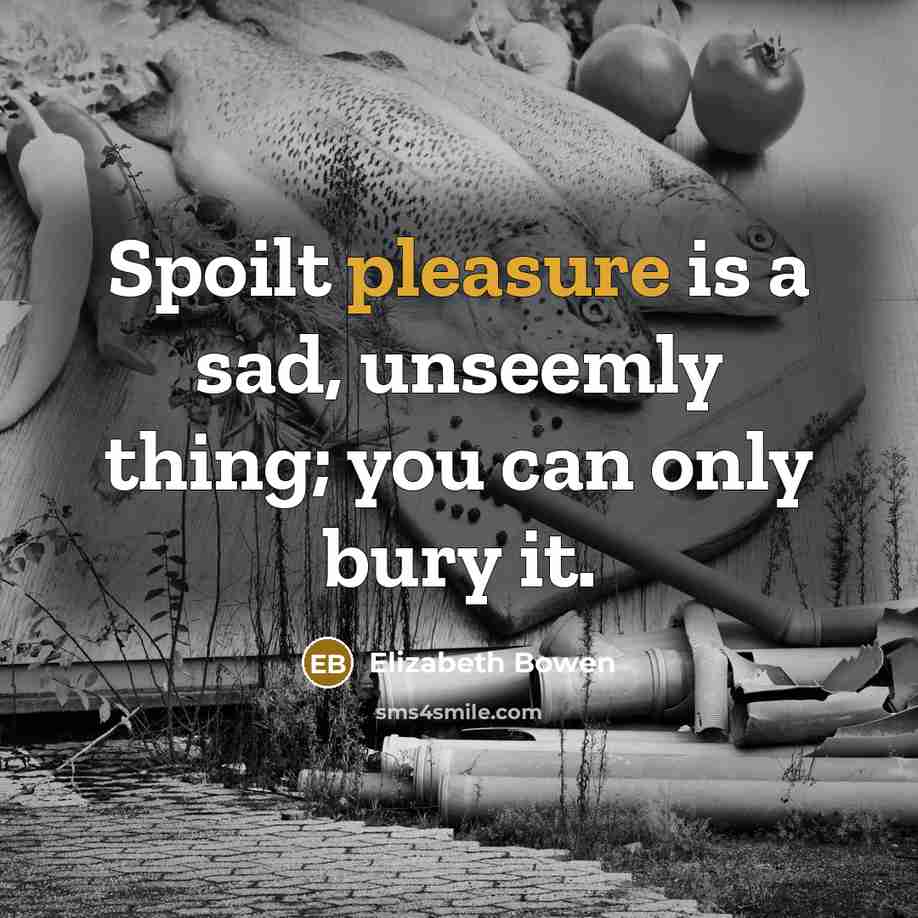 “Spoilt pleasure is a sad, unseemly thing; you can only…” quote by Elizabeth Bowen
