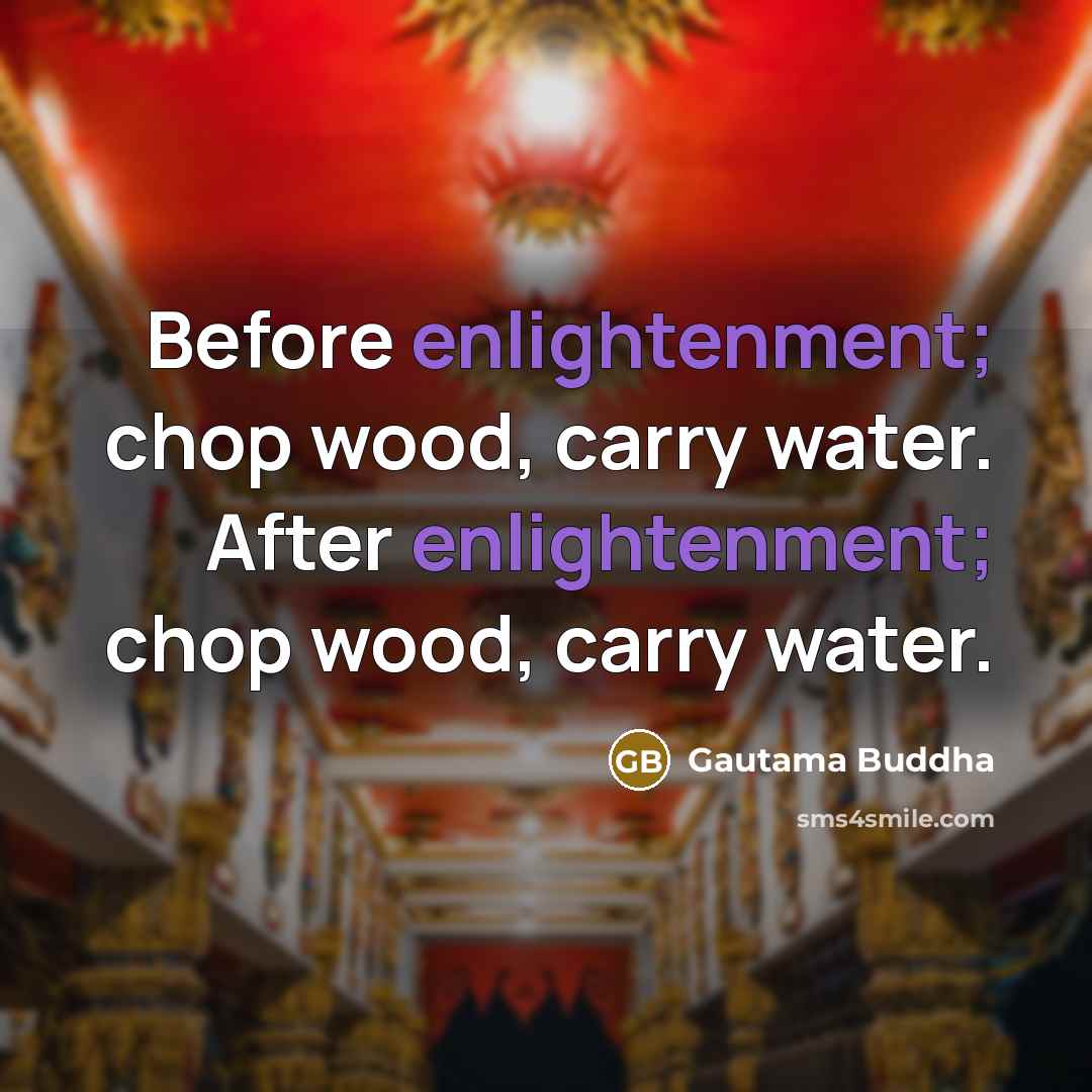 “Before enlightenment; chop wood, carry water. After enlightenment; chop wood,…” quote by Gautama Buddha